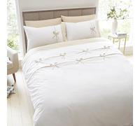 Catherine Lansfield Milo Bow Double Duvet Cover Set with Pillowcases Natural