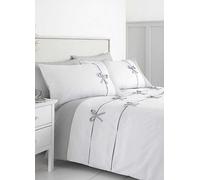 Catherine Lansfield Milo Bow Duvet Set Grey