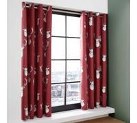 Catherine Lansfield Munro Stag Check 66x72 Inch Lined Eyelet Curtains Two Panels Red
