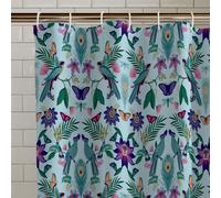 Catherine Lansfield Mya Tropical Bird 180x180cm Shower Curtain Panel Duck egg Blue