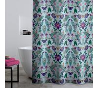 Catherine Lansfield Mya Tropical Bird 180x180cm Shower Curtain Panel Duck egg Blue