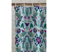 Catherine Lansfield Mya Tropical Bird 180x180cm Shower Curtain Panel Duck egg Blue