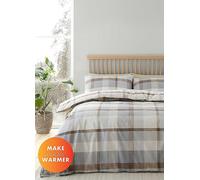 Catherine Lansfield Natural Check Brushed Cotton Duvet Cover Set Green