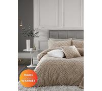 Catherine Lansfield Natural Cosy Diamond Duvet Cover Set Natural