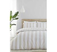 Catherine Lansfield Natural Cove Stripe Reversible Duvet Cover Set Natural