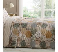 Catherine Lansfield Floral Patchwork Quilted 220x230cm Bedspread Natural