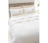 Catherine Lansfield Natural Milo Bow Duvet Cover Set Grey