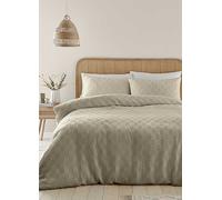 Catherine Lansfield Natural Waffle Checkerboard Duvet Cover Set Natural