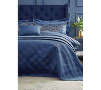 Catherine Lansfield Navy Art Deco Pearl Bedspread Navy