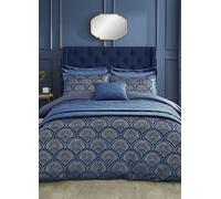 Catherine Lansfield Navy Art Deco Pearl Duvet Cover Set Navy