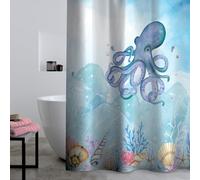 Catherine Lansfield Octopus 180x180cm Shower Curtain Panel Blue