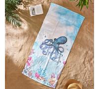 Catherine Lansfield Octopus Absorbent Beach Towel Blue 76X160Cm