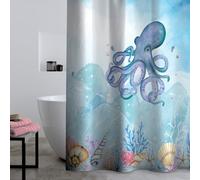 Catherine Lansfield Octopus 180x180cm Shower Curtain Panel Blue