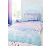 Catherine Lansfield Ombre Rainbow Clouds Reversible Single Duvet Cover Set with Pillowcase Pastel