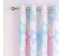 'Ombre Stars' Fully Reversible Eyelet Curtains Catherine Lansfield White 168cm width x 183cm drop
