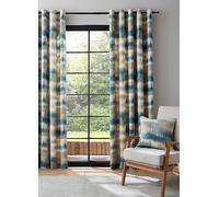 Catherine Lansfield Ombre Texture Pair of Lined Eyelet Curtains Green