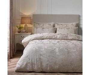 Catherine Lansfield Opulent Jacquard King Duvet Cover Set with Pillowcases Champagne Gold
