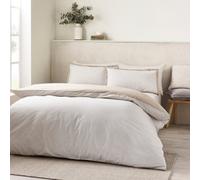 Catherine Lansfield Oxford Pinstripe Reversible Duvet Cover Set With Pillowcases Natural