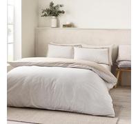 Catherine Lansfield Oxford Pinstripe Reversible Super King Duvet Cover Set with Pillowcases Natural