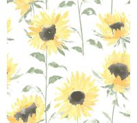 Catherine Lansfield Wallpaper Painted Sunflower Textured Floral Yellow Straight Match