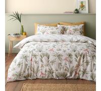Catherine Lansfield Paradiso Palm Reversible Double Duvet Cover Set with Pillowcases Natural