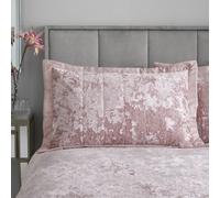 Catherine Lansfield Pillowcases Crushed Velvet Quilted 50X75Cm + Border Pack Of 2 Pillow Cases With Envelope Closure Blush Pink