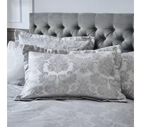 Catherine Lansfield Pillowcases Damask Jacquard Quilted 50X75Cm + Border Pack Of 2 Pillow Cases With Envelope Closure Silver Grey