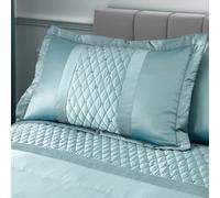 Catherine Lansfield Pillowcases Sequin Cluster Quilted 50X75Cm + Border Pack Of 2 Pillow Cases With Envelope Closure Duck Egg Blue