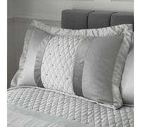 Catherine Lansfield Pillowcases Sequin Cluster Quilted 50X75Cm + Border Pack Of 2 Pillow Cases With Envelope Closure Silver Grey