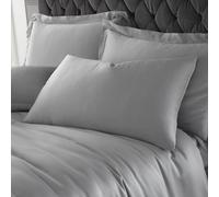 Catherine Lansfield Pillowcases Silky Soft Satin Standard 50X75Cm Pack Of 2 Pillow Cases With Envelope Closure Silver Grey