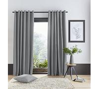 Catherine Lansfield Pinsonic Chevron Thermal Eyelet 66x90 Inch Curtains Silver