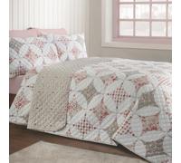 Catherine Lansfield Pinsonic Patchwork Quilted 220x230cm Bedspread Green