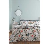 Catherine Lansfield Pippa Floral Birds Duvet Cover Set Natural