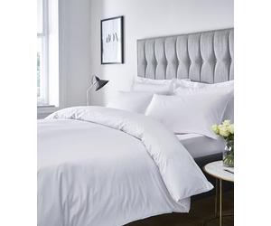 Catherine Lansfield Platinum Satin Stripe 300 Thread Count Duvet Cover Set, White, Single