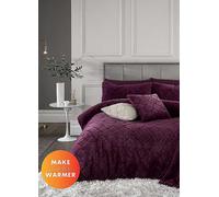 Catherine Lansfield Plum Cosy Diamond Duvet Cover Set Plum