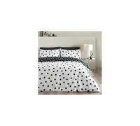 Catherine Lansfield Polka Dot Reversible Double Duvet Cover Set with Pillowcases Black/White