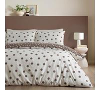 Catherine Lansfield Polka Dot Reversible Single Duvet Cover Set with Pillowcase Chocolate