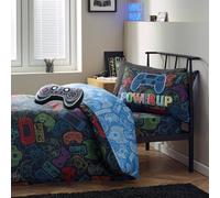 Catherine Lansfield Power Up Gamer So Soft Double Duvet Cover Set With Pillowcases Black