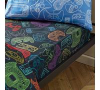 Catherine Lansfield Power Up Gamer So Soft Double Fitted Sheet Black