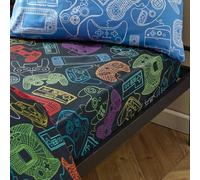 Catherine Lansfield Power Up Gamer So Soft Single Fitted Sheet Black