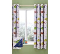 Catherine Lansfield 'Prehistoric Dinosaur' Reversible Lined Eyelet Curtains in Natural | Size: 168 cm width x 183 cm drop Catherine Lansfield Natural 168 cm width x 183 cm drop