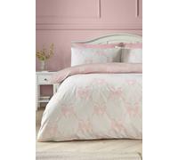 Catherine Lansfield 'Pretty Bows' Reversible Duvet Cover Set in Pink | Size: Double Catherine Lansfield Pink Double