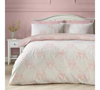 Catherine Lansfield Pretty Bows Reversible Single Duvet Cover Set Pink
