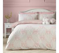 Catherine Lansfield Pretty Bows Reversible Single Duvet Cover Set With Pillowcase Pink
