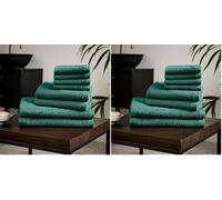 Catherine Lansfield Quick Dry Cotton 8 Piece Towel Set Forest Green (Pack of 2)