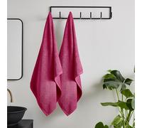 Catherine Lansfield Quick Dry Cotton 90x140 cm Bath Sheet Pair Hot Pink