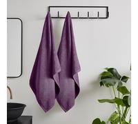 Catherine Lansfield Quick Dry Cotton 90x140 cm Bath Sheet Pair Plum