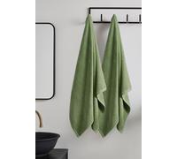 Catherine Lansfield Quick Dry Cotton 90x140cm Bath Sheet Pair Sage Green
