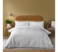 Catherine Lansfield Quilted Textured Duvet Cover Double Quilt Bedding Set White