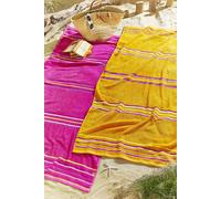Catherine Lansfield Rainbow Pairs Beach Towel Pair - Orange / Pink